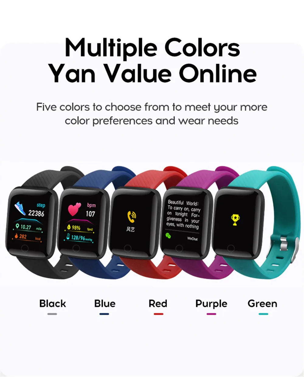 Smartwatch for Men & Women, Fitness Tracker, Message Notifications, Wristwatch with Heart Rate Monitor, Birthday Gift for Android/iOS