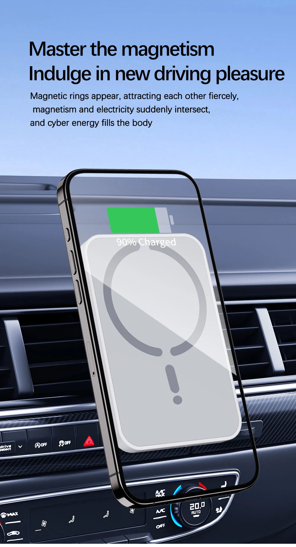 15W Magnetic Car Wireless Charger - Magsafe iPhone 12-16 Pro Max Air Vent Phone Holder Stand, Fast Car Charging