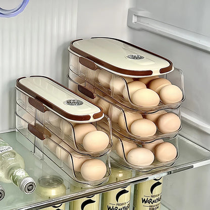 1PCS Automatic Rolling Egg Storage Box, Egg Holder Rack & Organizer for Refrigerator