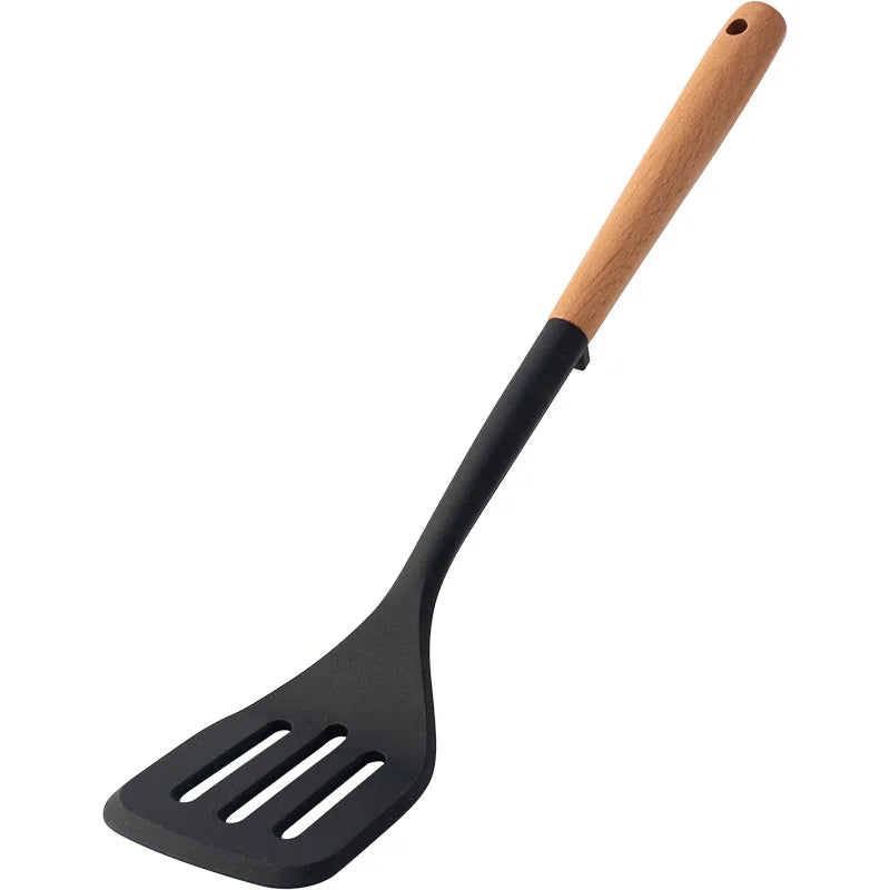 Silicone Spatula with Wooden Handle, Heat-Resistant Non-Stick Cooking Spoon for Kitchen