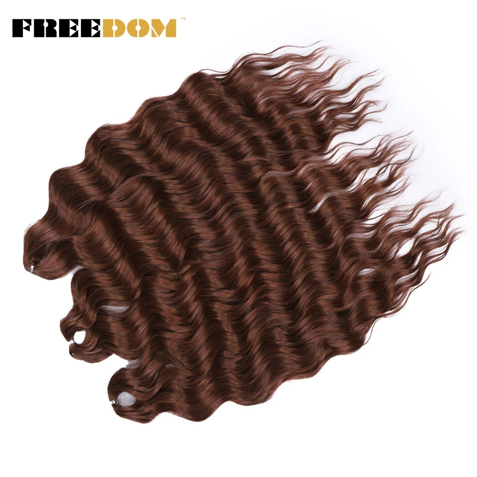 FREEDOM Synthetic Braiding Hair Extensions - 24" Deep Wavy Curly Ombre Rainbow Twist Crochet Hair
