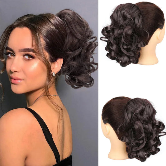 Short Afro Kinky Curly Drawstring Ponytail Synthetic Hairpiece for Women