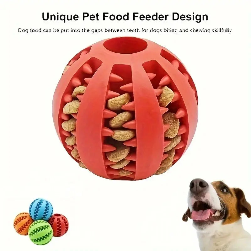 Dog Toy Ball Nontoxic Bite-Resistant Chew Ball for Dogs & Puppies Food Treat Feeder & Tooth Cleaning