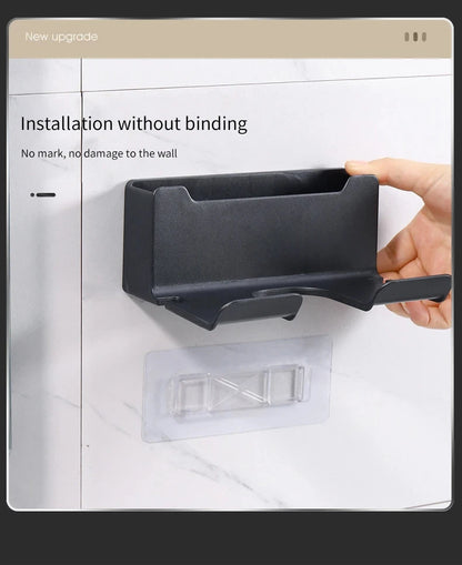 Wall-Mounted Hair Dryer Holder, Organizer Box & Straightener Stand for Bathroom Accessories