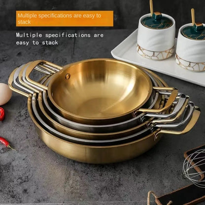 Stainless Steel Seafood Rice Pot with Handle Paella Pan Cookware