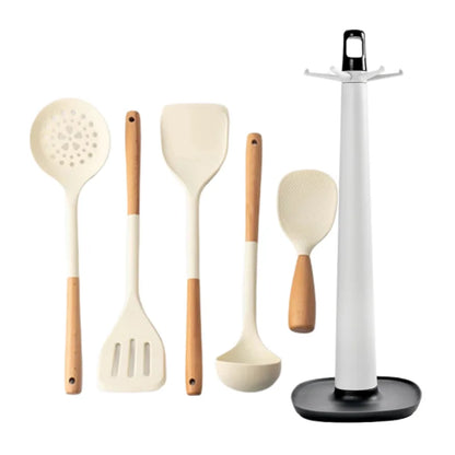 Silicone Spatula with Wooden Handle, Heat-Resistant Non-Stick Cooking Spoon for Kitchen