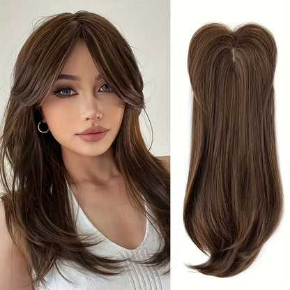 Elegant 22" Straight Synthetic Wig Block for Women - Light Brown to Black
