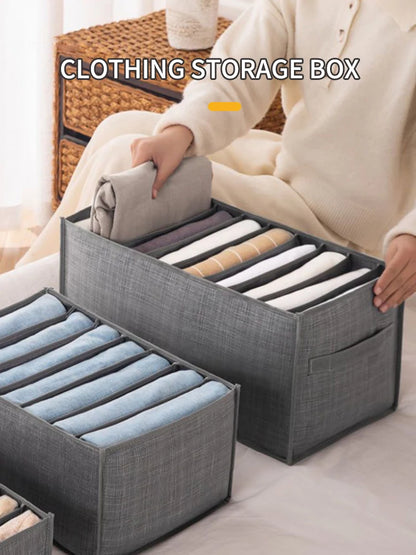 9-Panel Pants Storage Box - Jeans Compartment Organizer, Layered Design for Home Wardrobe