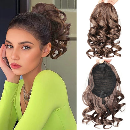 Short Afro Kinky Curly Drawstring Ponytail Synthetic Hairpiece for Women