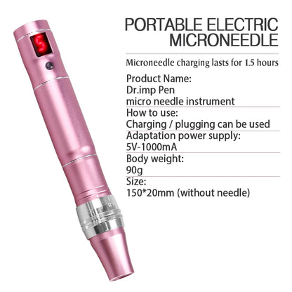 Electric Dr.Imp Wireless Dermapen - Microneedling Device with Nano Needle Cartridge
