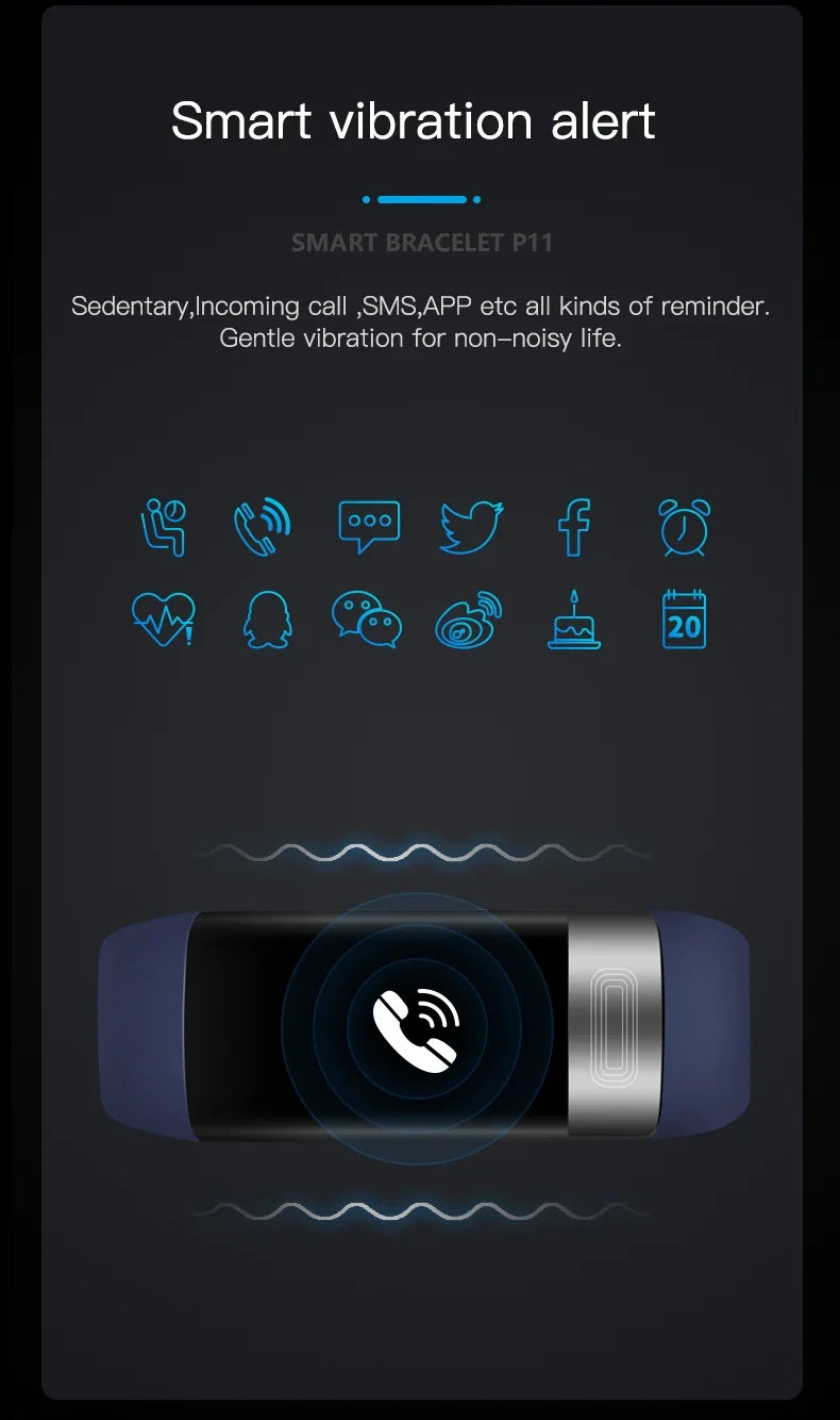 P11 Plus Smart Bracelet, EKG Smartwatch, Waterproof Activity Tracker, Heart Rate Monitor, Fitness Band for Men
