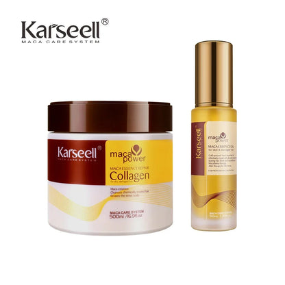 Karseell Collagen Hair Treatment & Argan Oil Hair Serum - Deep Repair Mask (500ml) & Serum (50ml) for Dry, Damaged Hair