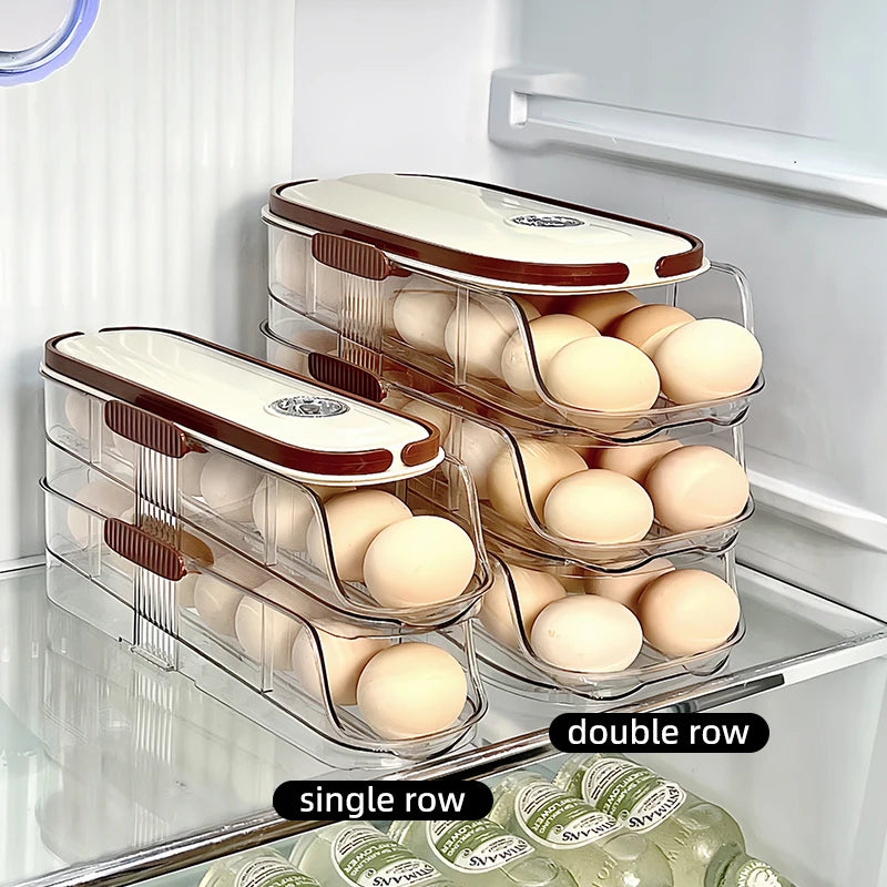 1PCS Automatic Rolling Egg Storage Box, Egg Holder Rack & Organizer for Refrigerator