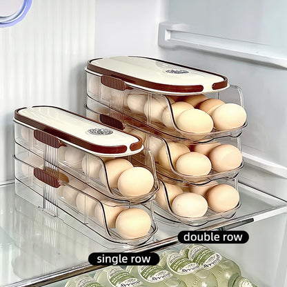 1PCS Automatic Rolling Egg Storage Box, Egg Holder Rack & Organizer for Refrigerator