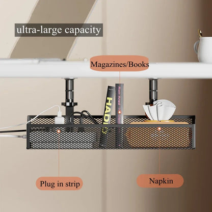 Under Desk Cable Management Tray - No Drill Steel Wire Organizer for Desk & Rack