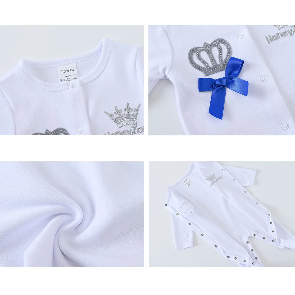 4 Pcs Baby Clothing Set, Newborn Boys Jumpsuit, Hat, Mittens & Pink Romper for 0-9 Months