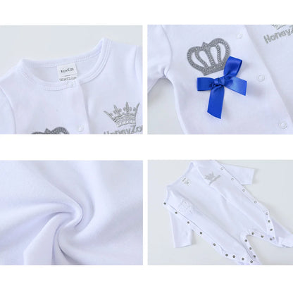 4 Pcs Baby Clothing Set, Newborn Boys Jumpsuit, Hat, Mittens & Pink Romper for 0-9 Months