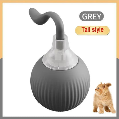 Rechargeable Cat Toy Automatic Rolling Ball with Simulated Tail Electric Pet Interactive Toy for Cats & Dogs