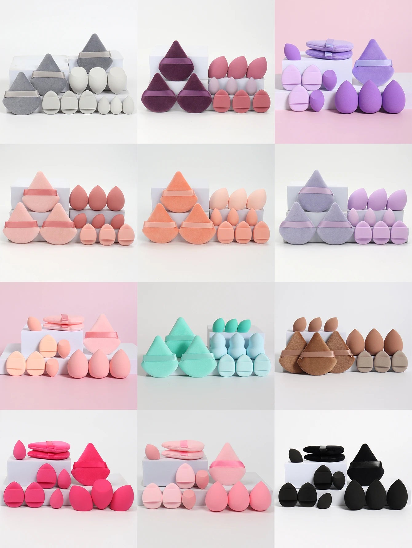 12-Piece All-Purpose Makeup Sponge Set – Powder Puffs, Beauty Eggs & Mini Cushions