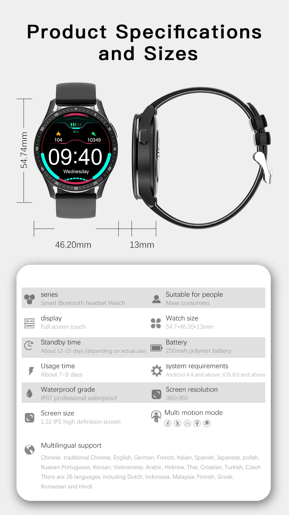 X7 2-in-1 Smart Watch with Earbuds, TWS Bluetooth Earphones, Heart Rate & Blood Pressure Monitor, Fitness Sport Watch