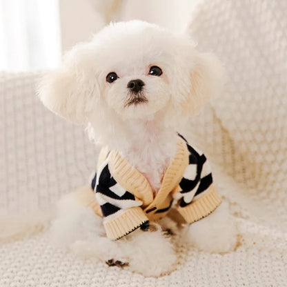 Luxury Striped Cardigan Sweater for Dogs – Warm Coat for Chihuahua, Bichon Frise & Puppies