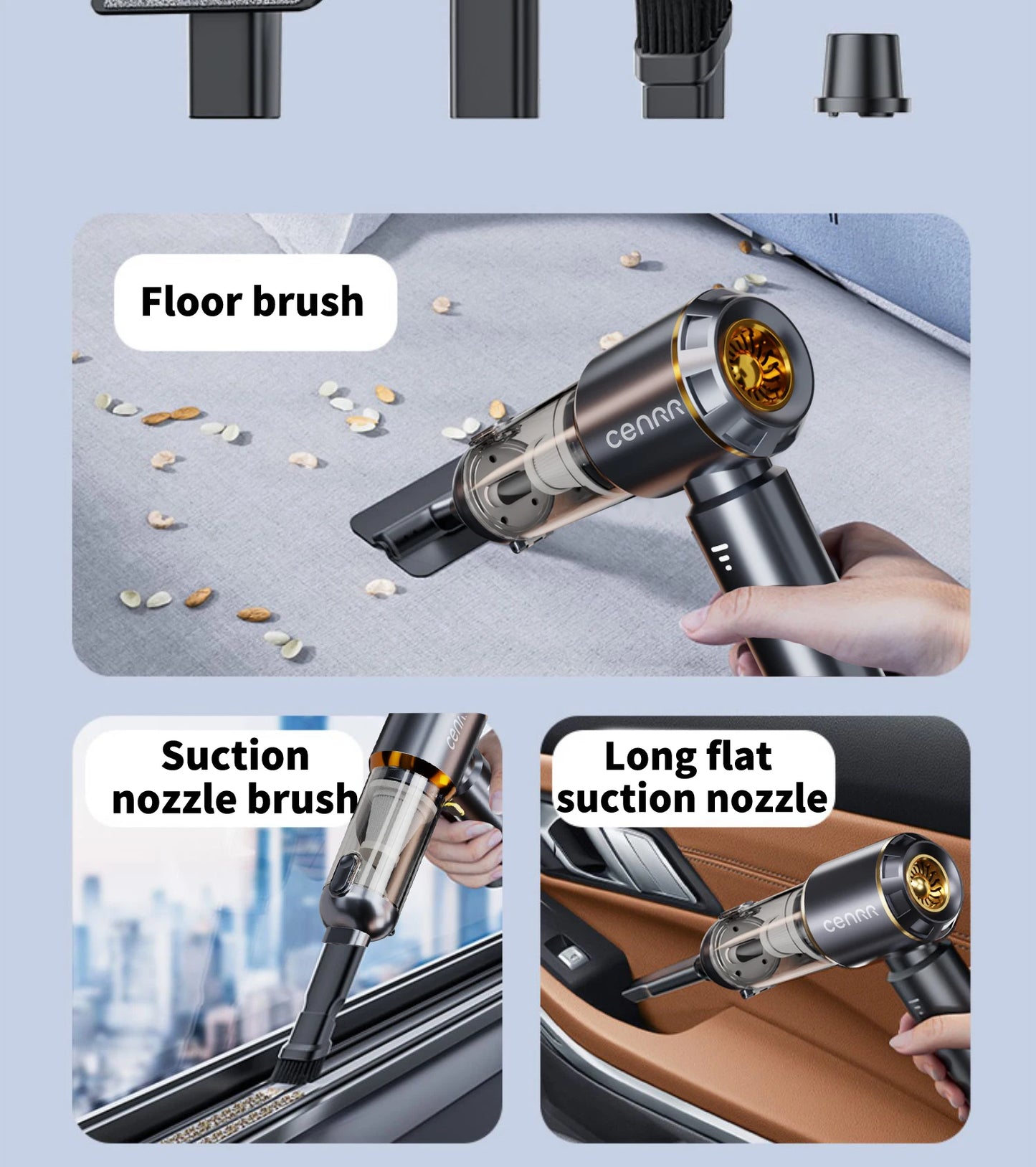 CENRR 998000PA Mini Cordless Car Vacuum Cleaner, Powerful Handheld Blower for Home & Car