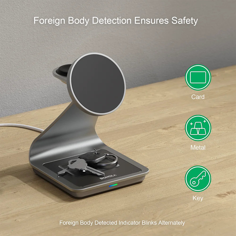 Bonola Magnetic 3-in-1 Wireless Charger Station - 25W Fast Charging Stand for Samsung S24 Ultra/S25, Galaxy Watch 7/6/5 & Earbuds