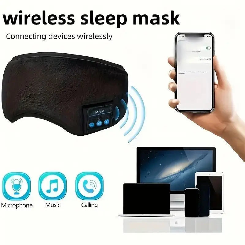 Smart Eye Mask Patch & Bluetooth Wireless Headphones - 3D Sleep Mask & Light-Blocking Eye Cover