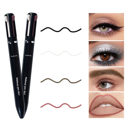 4-in-1 Multi-Functional Lip Liner, Eyeliner & Eyebrow Pencil Set - 4 Colors