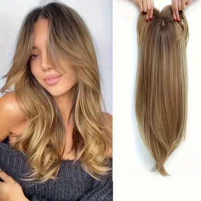 Elegant 22" Straight Synthetic Wig Block for Women - Light Brown to Black