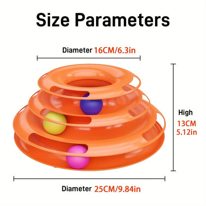 3-Layer Interactive Cat Toy Tower with Colorful Balls – Mental & Physical Exerciser for Cats