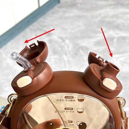 750ml Cute Bear Straw Water Cup Kawaii Plastic Drinking Cup for Kids