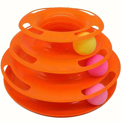 3-Layer Interactive Cat Toy Tower with Colorful Balls – Mental & Physical Exerciser for Cats