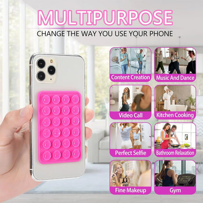 Strong Grip Phone Holder - Adhesive Silicone Suction Mount with Anti-Slip Hands-Free Stand for Cell Phones