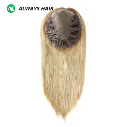 Alwayshair 14"-16" Straight Human Hair Clip-in Topper for Women 120% Density