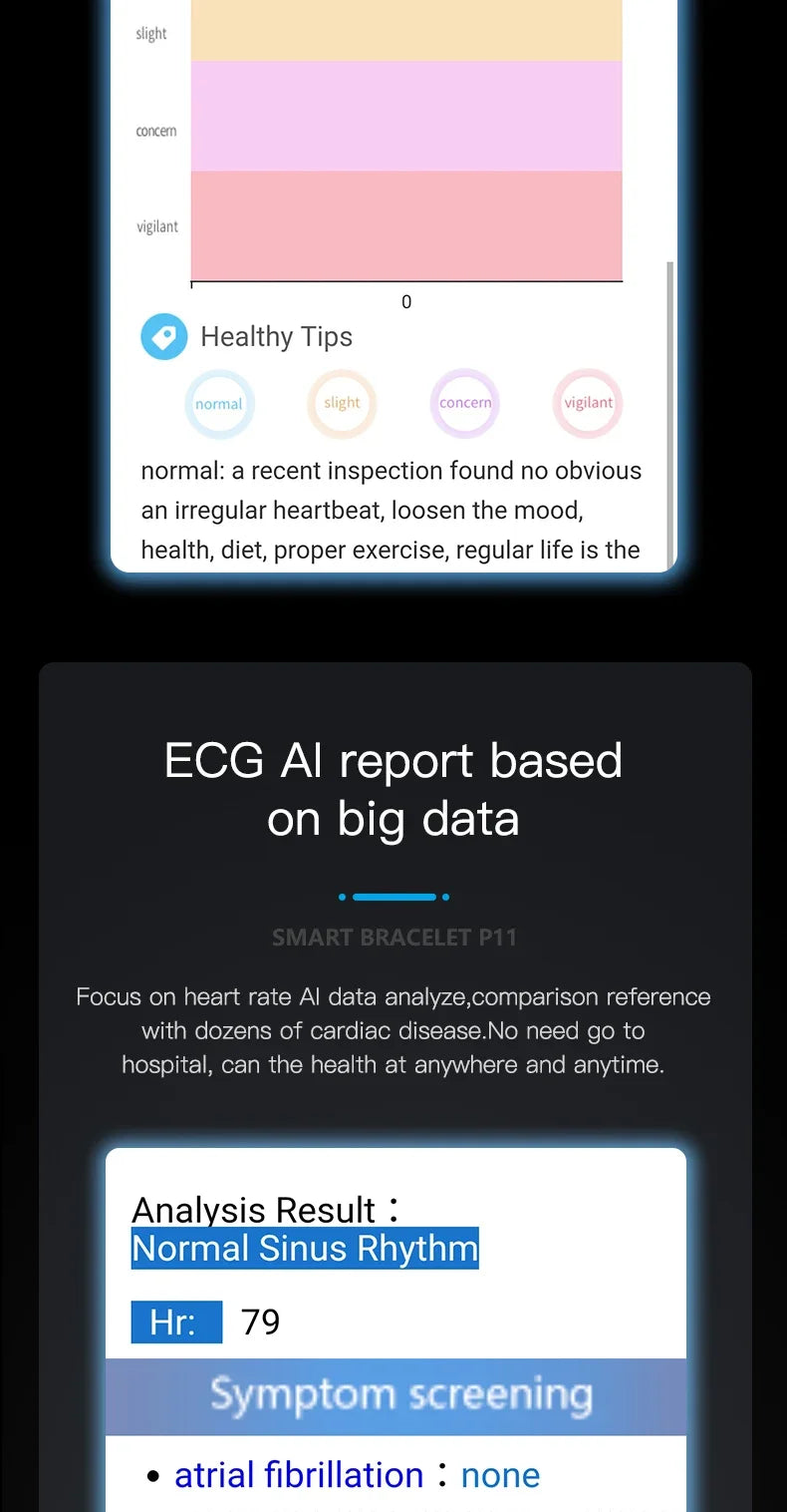 P11 Plus Smart Bracelet, EKG Smartwatch, Waterproof Activity Tracker, Heart Rate Monitor, Fitness Band for Men