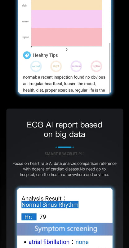 P11 Plus Smart Bracelet, EKG Smartwatch, Waterproof Activity Tracker, Heart Rate Monitor, Fitness Band for Men
