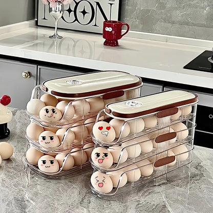 1PCS Automatic Rolling Egg Storage Box, Egg Holder Rack & Organizer for Refrigerator
