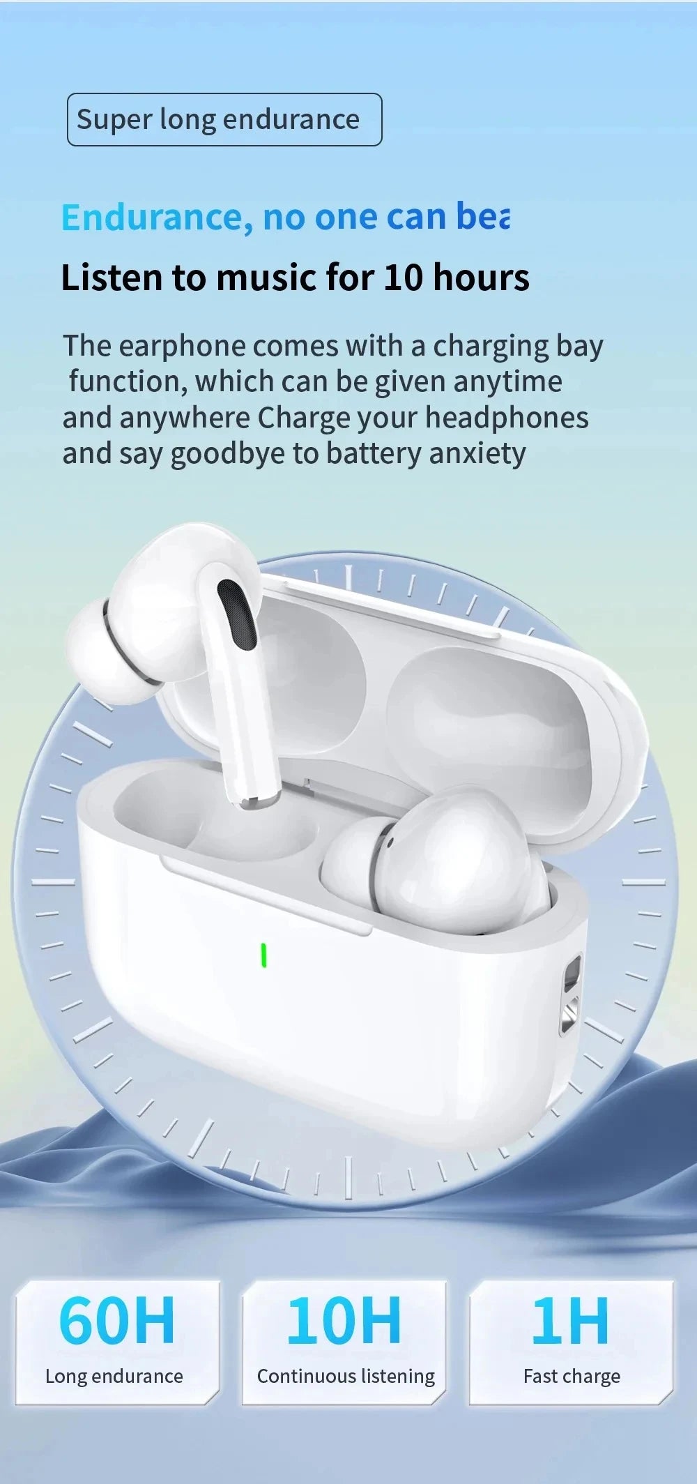Tideboom W01 TWS Max Wireless Bluetooth Earbuds - Noise Cancelling for iPhone & Android