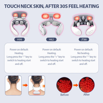 TENS Pulse Wireless Back & Neck Massager - Smart Heating Pain Relief for Shoulders & Muscles