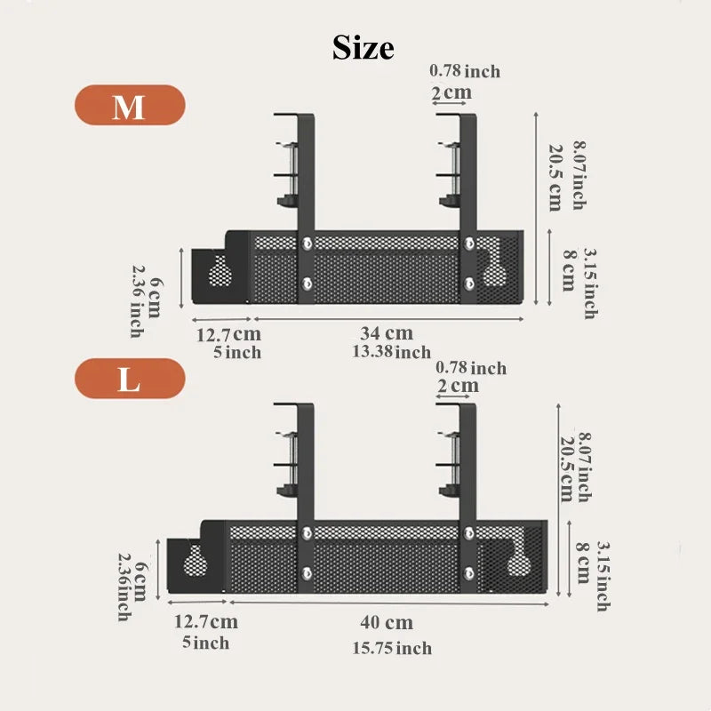 Under Desk Cable Management Tray - No Drill Steel Wire Organizer for Desk & Rack