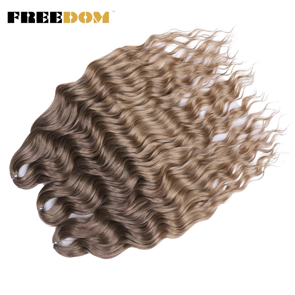 FREEDOM Synthetic Braiding Hair Extensions - 24" Deep Wavy Curly Ombre Rainbow Twist Crochet Hair