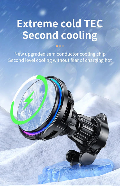 Magnetic Car Wireless Charger & Cooling Phone Holder Mount for MagSafe iPhone 12-16 Pro Max Fast Charging Stand