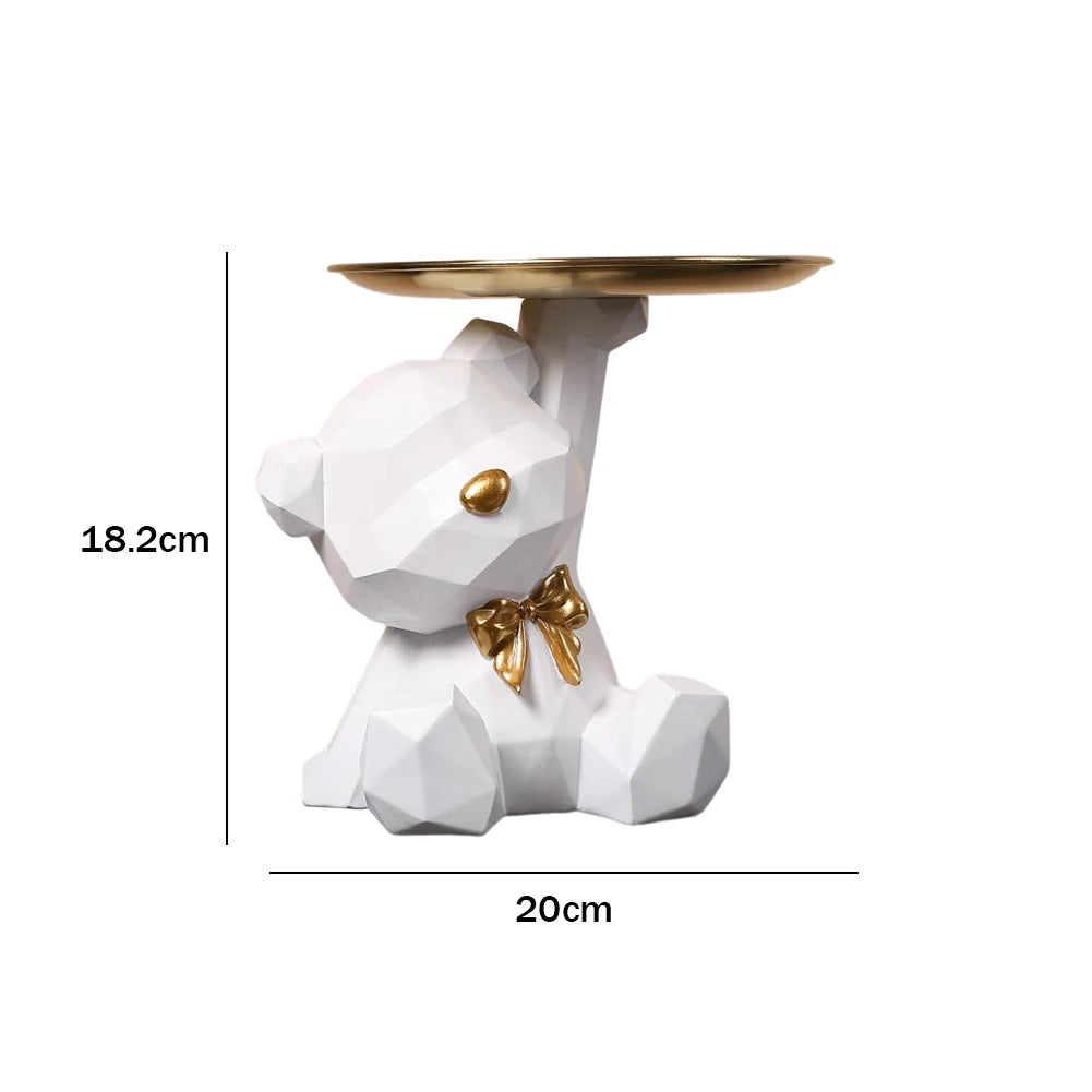 Bulldog Resin Sculpture with Tray - Cool Dog Ornament & Coin Piggy Bank for Table Decoration