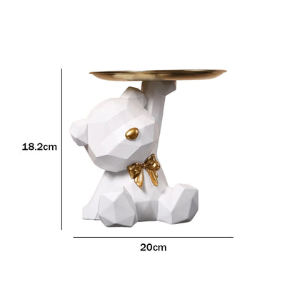 Bulldog Resin Sculpture with Tray - Cool Dog Ornament & Coin Piggy Bank for Table Decoration