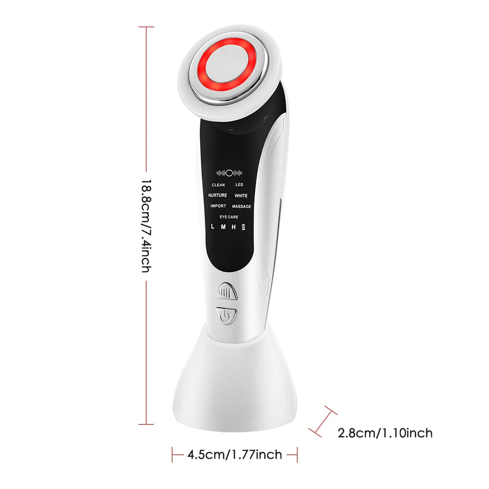 EMS Facial Massager - LED Light Therapy & Sonic Ion Vibration for Skin Tightening & Anti-Wrinkle