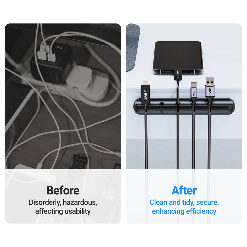 Adhesive Cable Holder Clips - Cord Management Organizer for Desktop, USB, Power, and Mouse Cables