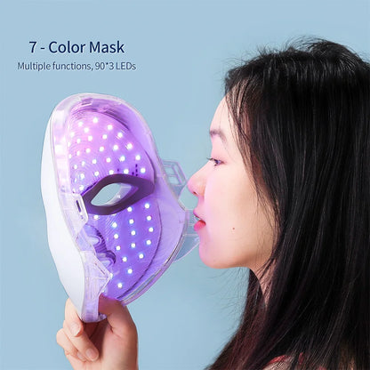 Wireless 7-Color LED Face Beauty Machine - Skin Tightening & Rejuvenation Facial & Neck Mask