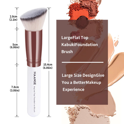 MAANGE 2PCS Flat Angled Kabuki Foundation Brush Set - Soft Bristles for Liquid & Powder Makeup