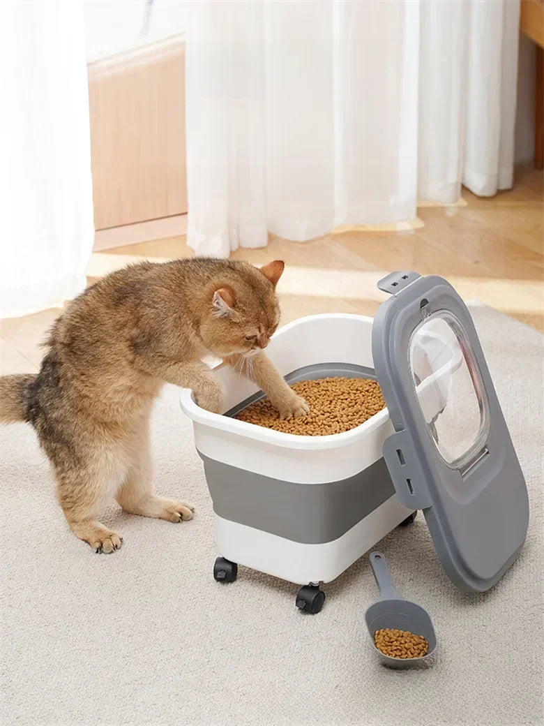 Foldable Dog Food Storage Bucket – Mildew-Proof & Moisture-Proof for Kitchen or Travel